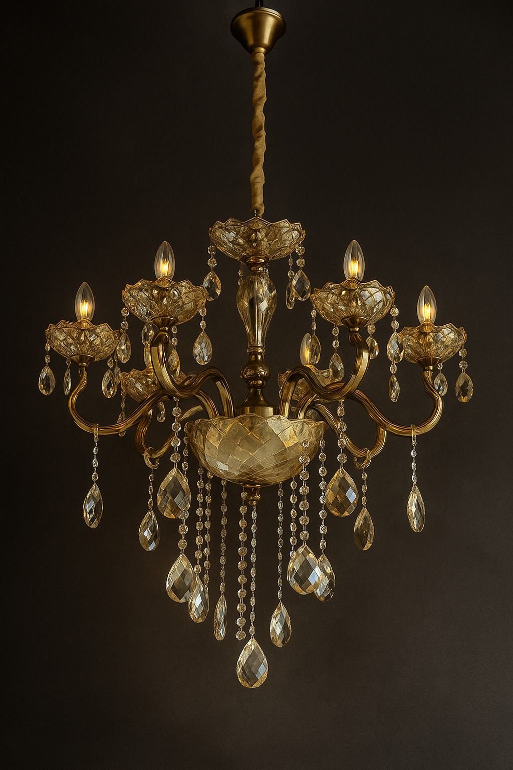 Classic Gold Luxury Chandelier with an Imperial Crown